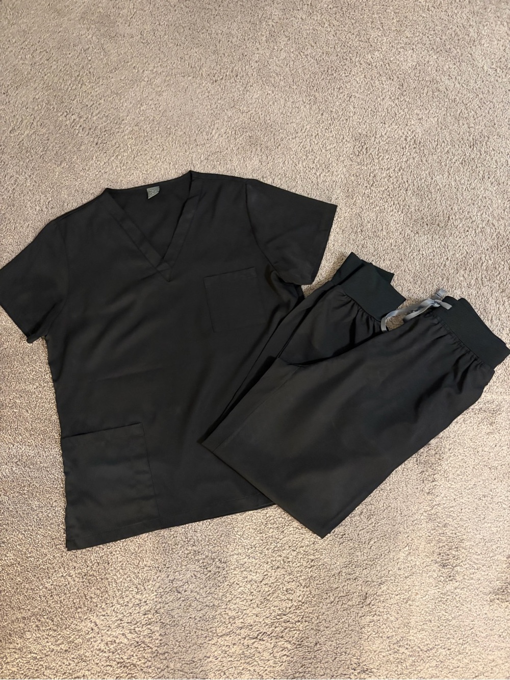 Black Womens Scrub Pants - Comfortable Elastic Waist